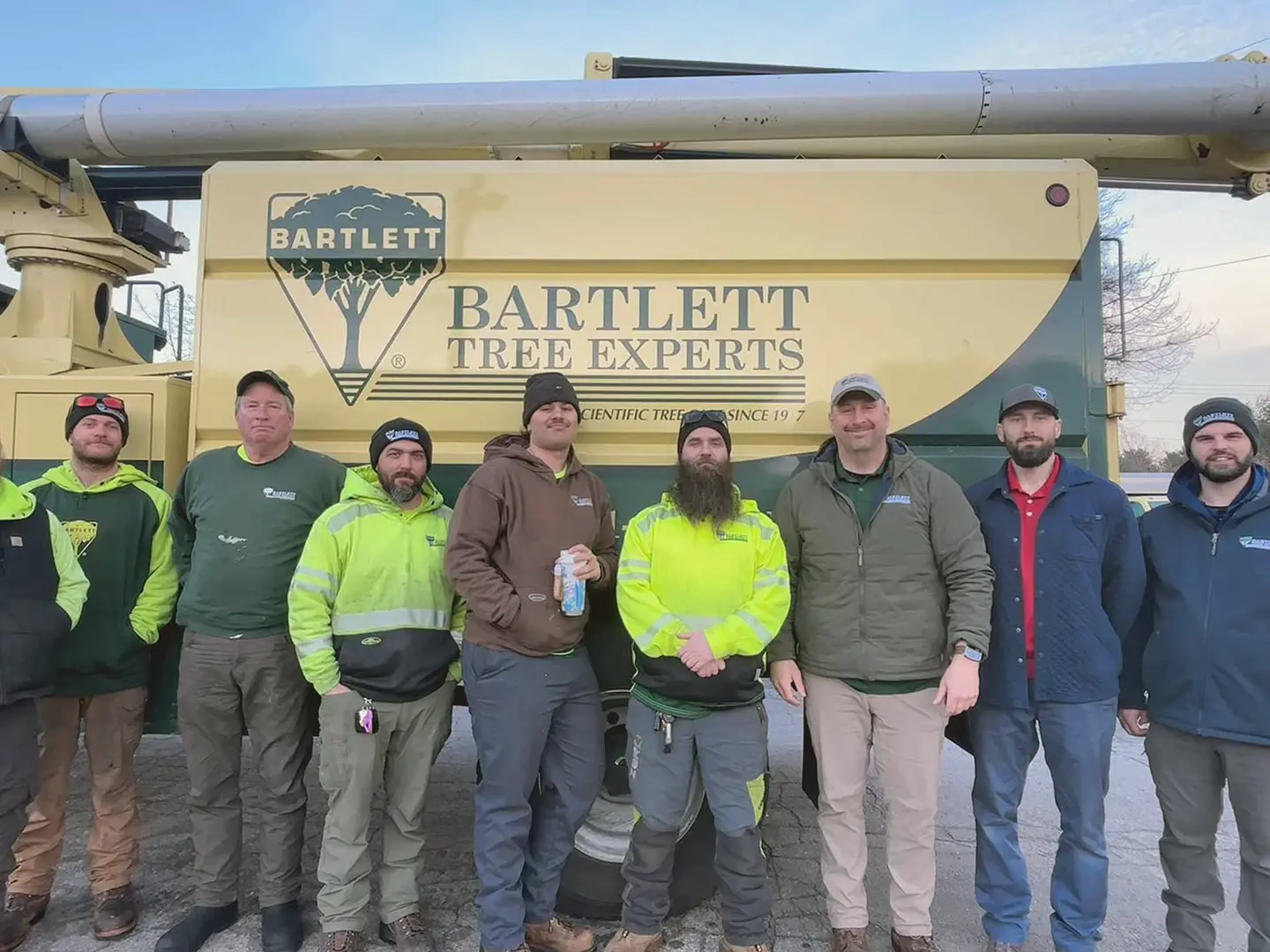 A Bartlett crew standing in front of a Bartlett Tree Experts truck